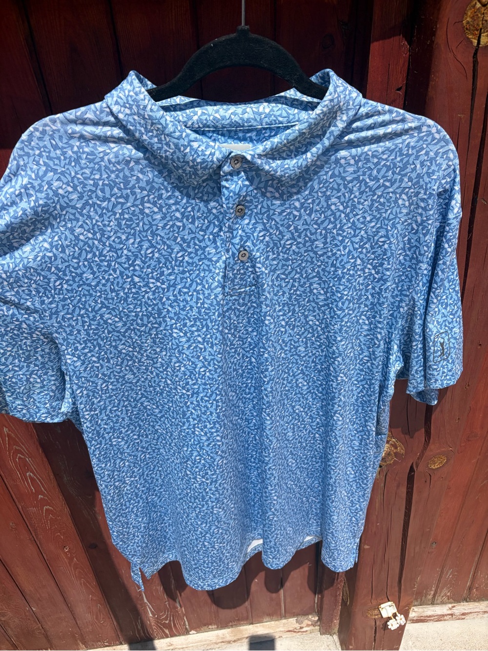 PGA Tour Blue Patterned Short Sleeve Polo